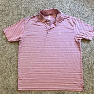 Rhoback Men’s XL Pink and Blue Striped Polo